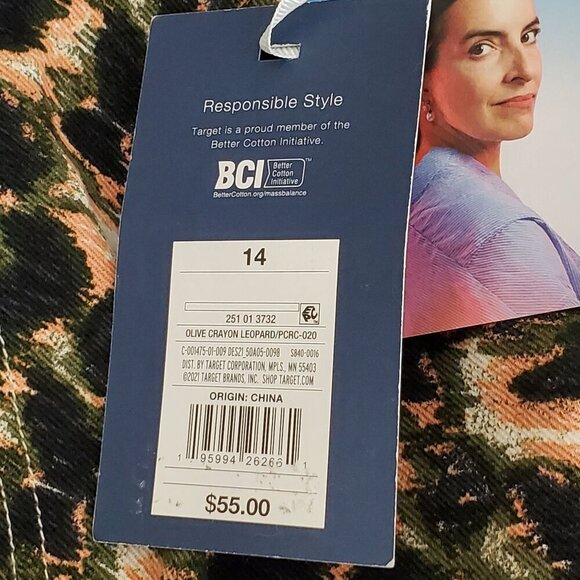 Rachel Comey Olive Crayon Leopard Print Ankle Pants Size 14 100% Cotton - Picture 10 of 11